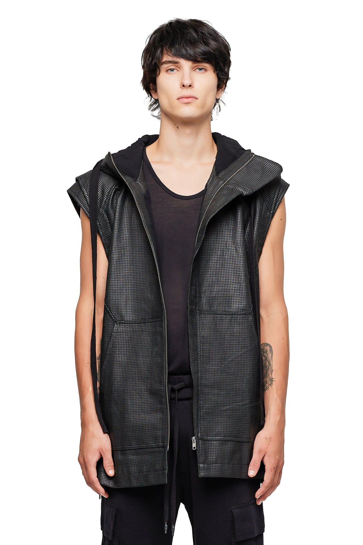 Hooded sleeveless hot sale shirt