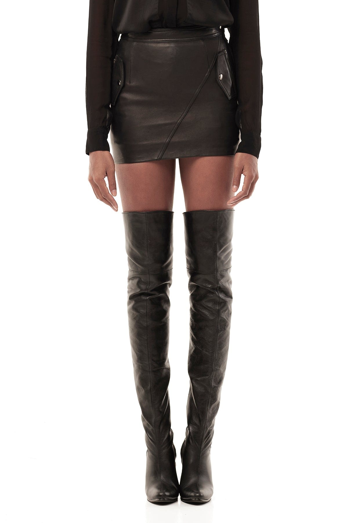 Black thigh high wedge boots hotsell