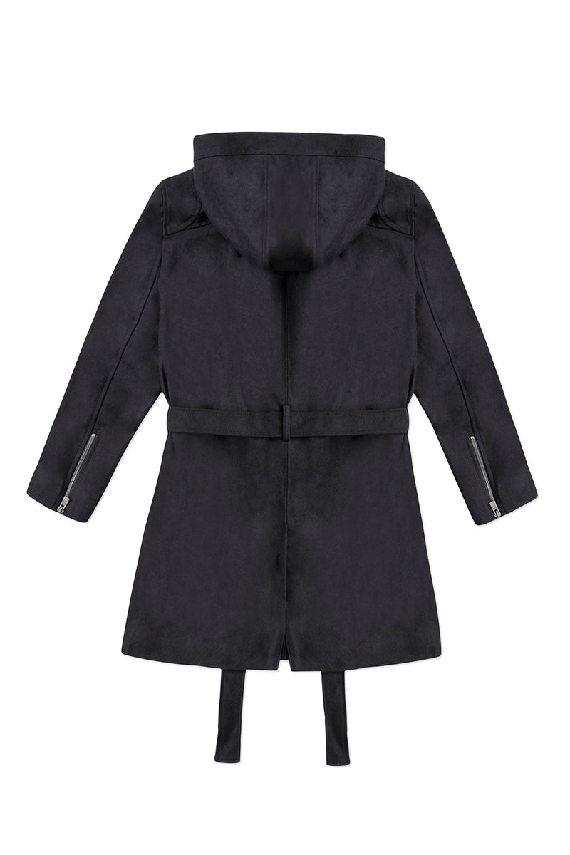 TRENCH COAT WITH HOOD IN BLACK