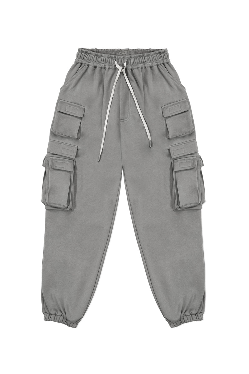 FLEECE CARGO PANTS IN ASH