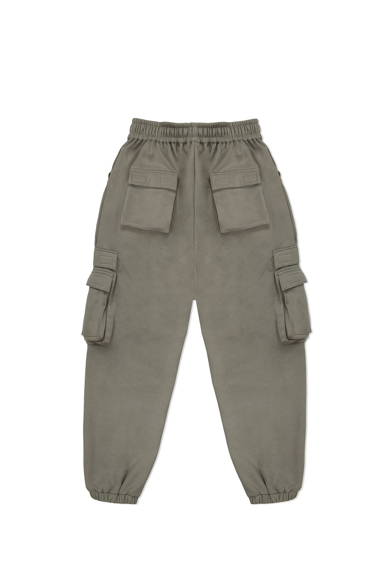 FLEECE CARGO PANTS IN ASH