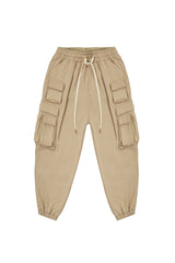 FLEECE CARGO PANTS IN TAN