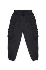 FLEECE CARGO PANTS IN BLACK