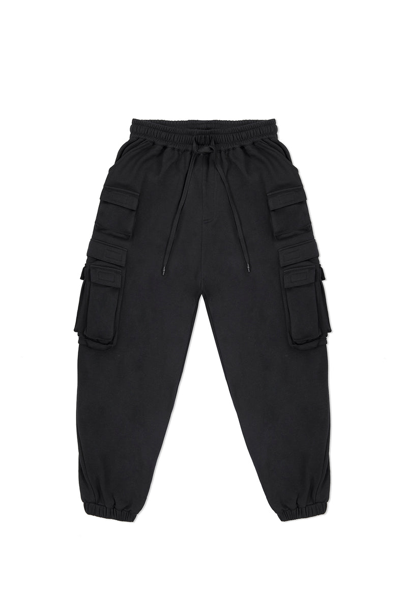 FLEECE CARGO PANTS IN BLACK