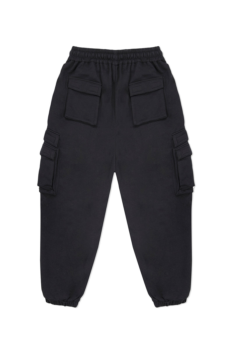 FLEECE CARGO PANTS IN BLACK