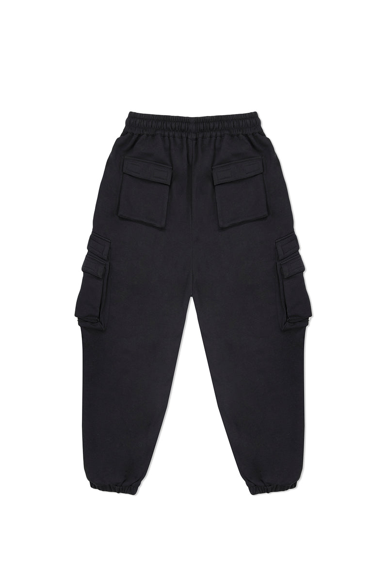 FLEECE CARGO PANTS IN BLACK