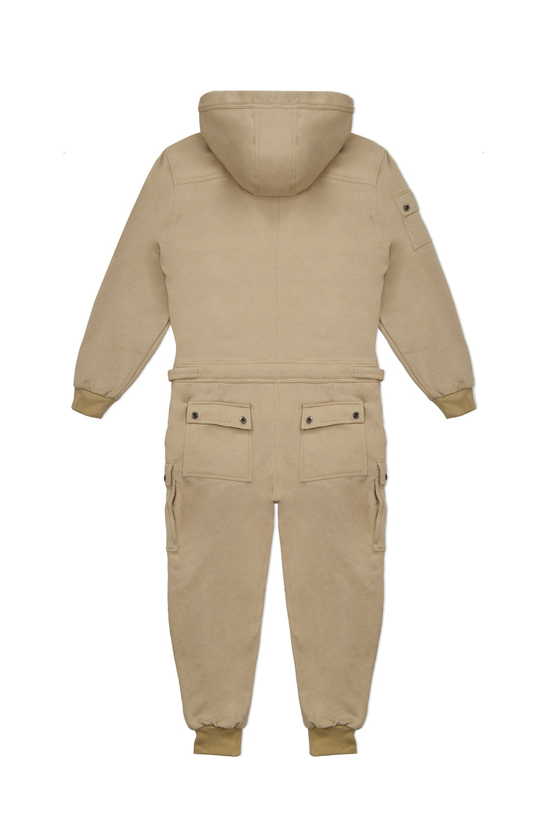 FLEECE JUMPSUIT IN TAN