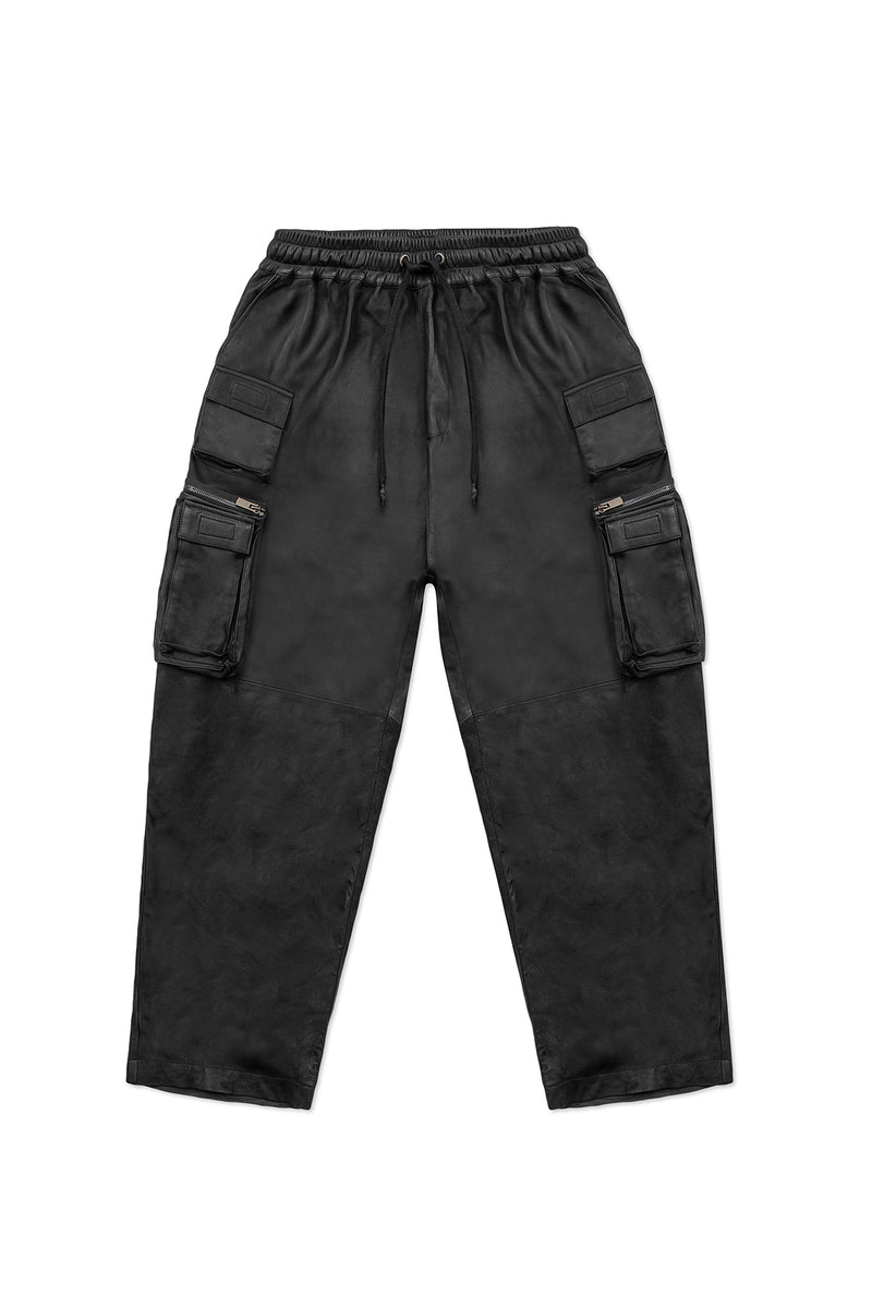 CARGO BOXER PANTS IN LEATHER