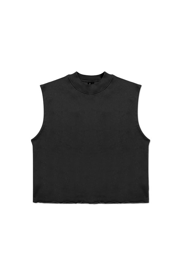 SLEEVELESS FLEECE SHIRT IN BLACK