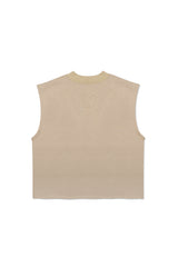 SLEEVELESS FLEECE SHIRT IN TAN