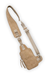 SUEDE RACER BAG IN TAN SUEDE