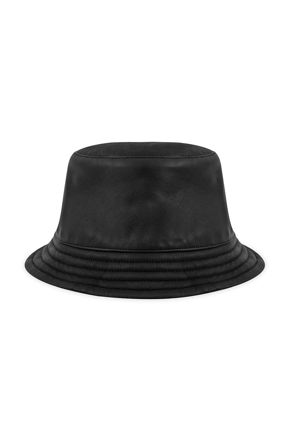 BUCKET HAT IN BLACK LEATHER