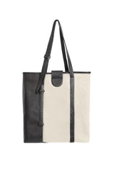 LEATHER LOGO TOTE BAG IN BONE