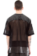 MESH LEATHER JERSEY IN BLACK