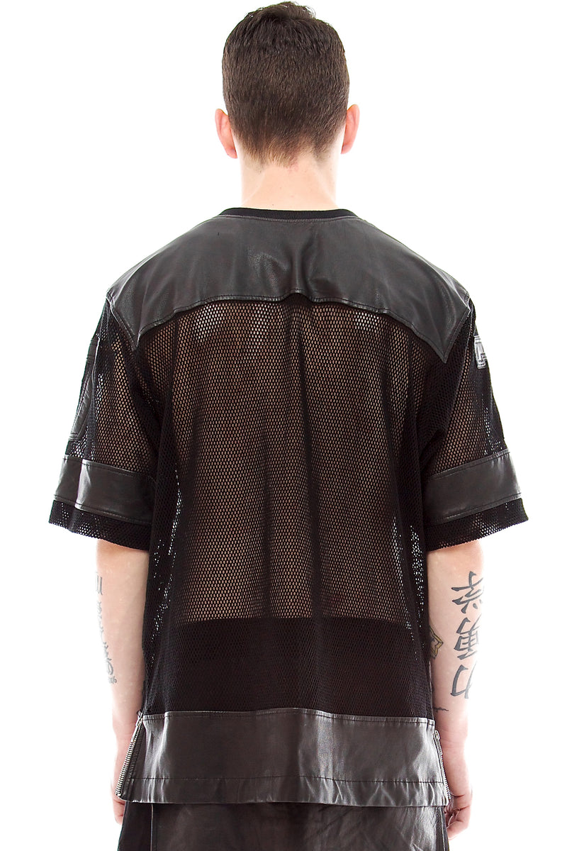 MESH LEATHER JERSEY IN BLACK