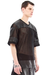 MESH LEATHER JERSEY IN BLACK