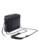 LEATHER CHAIN PURSE IN BLACK