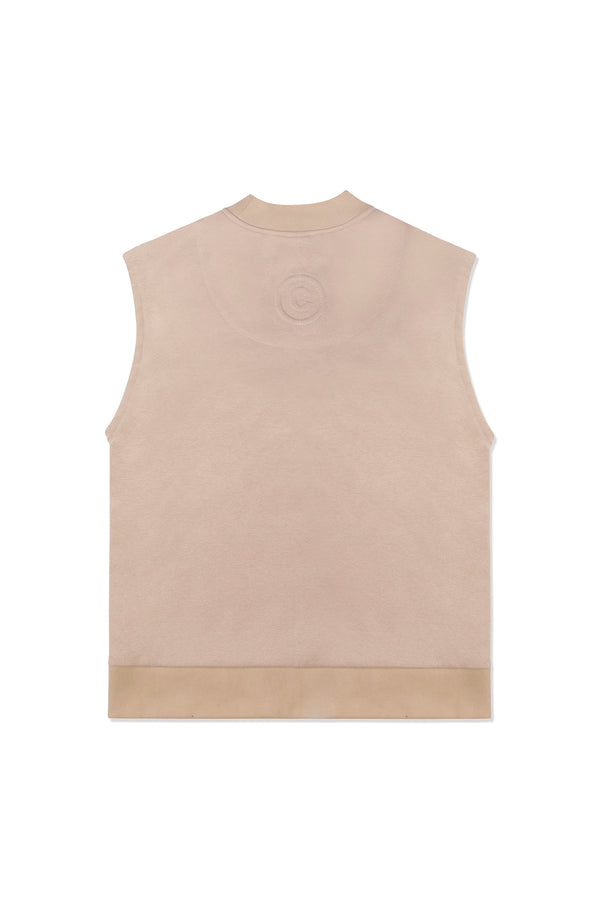 SLEEVELESS FLEECE SWEATSHIRT IN TAN