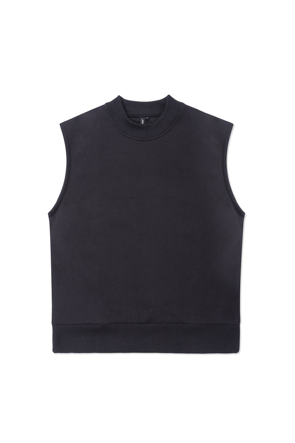 SLEEVELESS FLEECE SWEATSHIRT IN BLACK