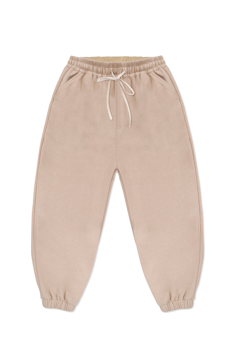 FLEECE BOXER PANTS IN TAN