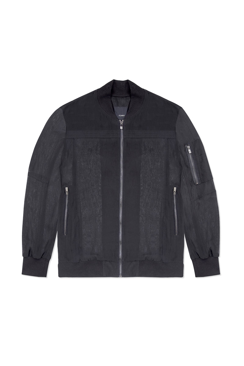 SHEER BOMBER JACKET IN BLACK