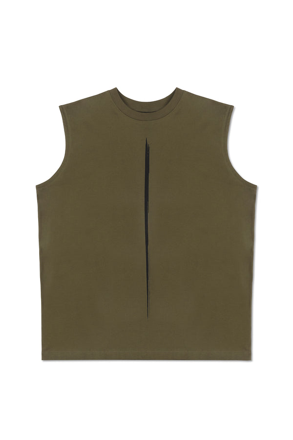 INK SLEEVELESS T-SHIRT IN ARMY GREEN