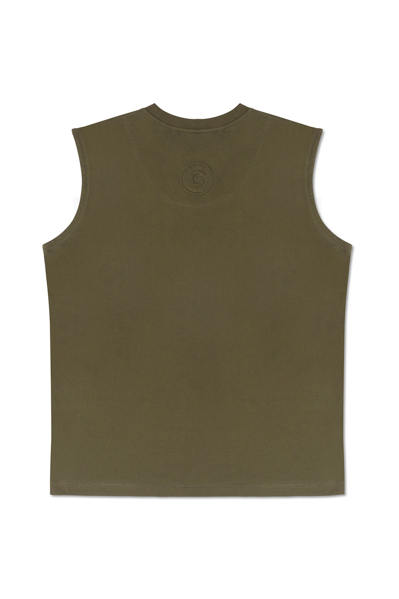 INK SLEEVELESS T-SHIRT IN ARMY GREEN