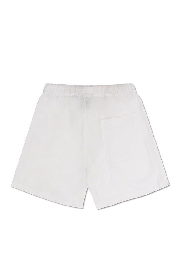 LINEN BELTED SHORTS IN WHITE