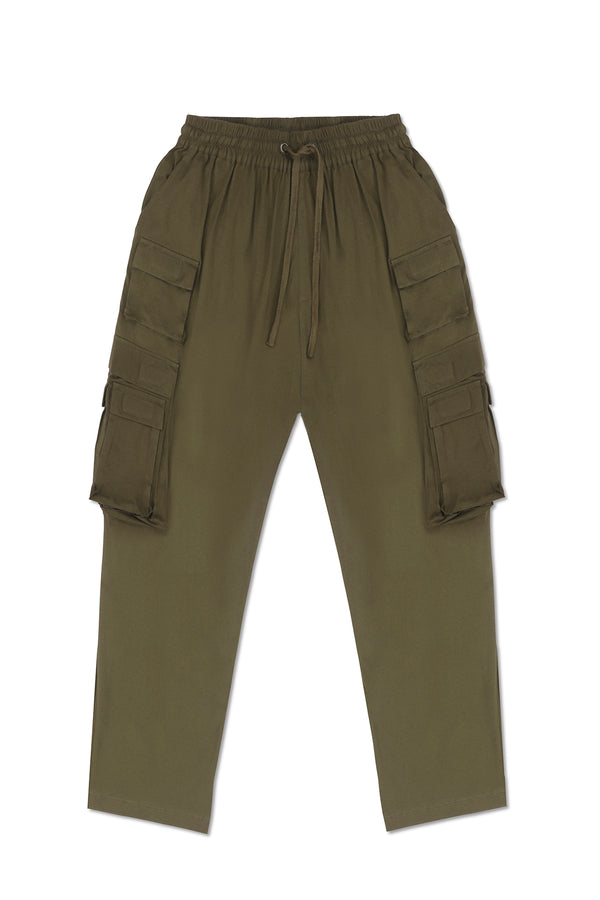 JERSEY CARGO PANTS IN ARMY GREEN