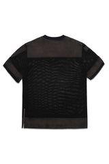 MESH LEATHER JERSEY IN BLACK