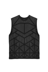 LEATHER MOSAIC TUNIC IN BLACK