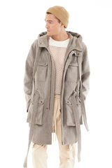 TRENCH COAT WITH HOOD IN GREY