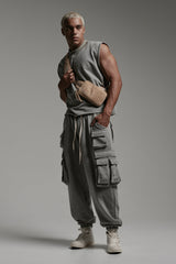 FLEECE CARGO PANTS IN ASH