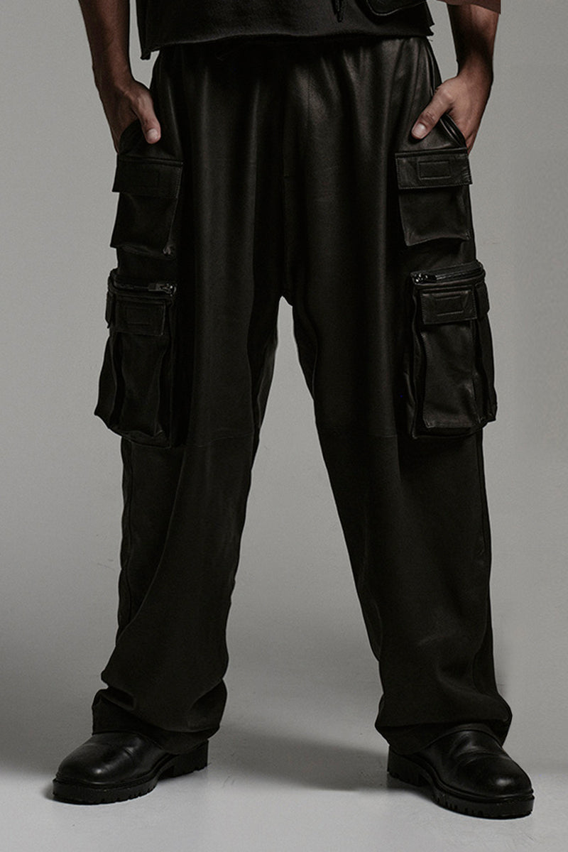 CARGO BOXER PANTS IN LEATHER