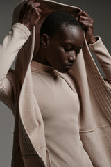 DRAPED HOODIE IN TAN