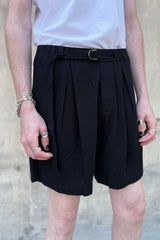 LINEN BELTED SHORTS IN WHITE