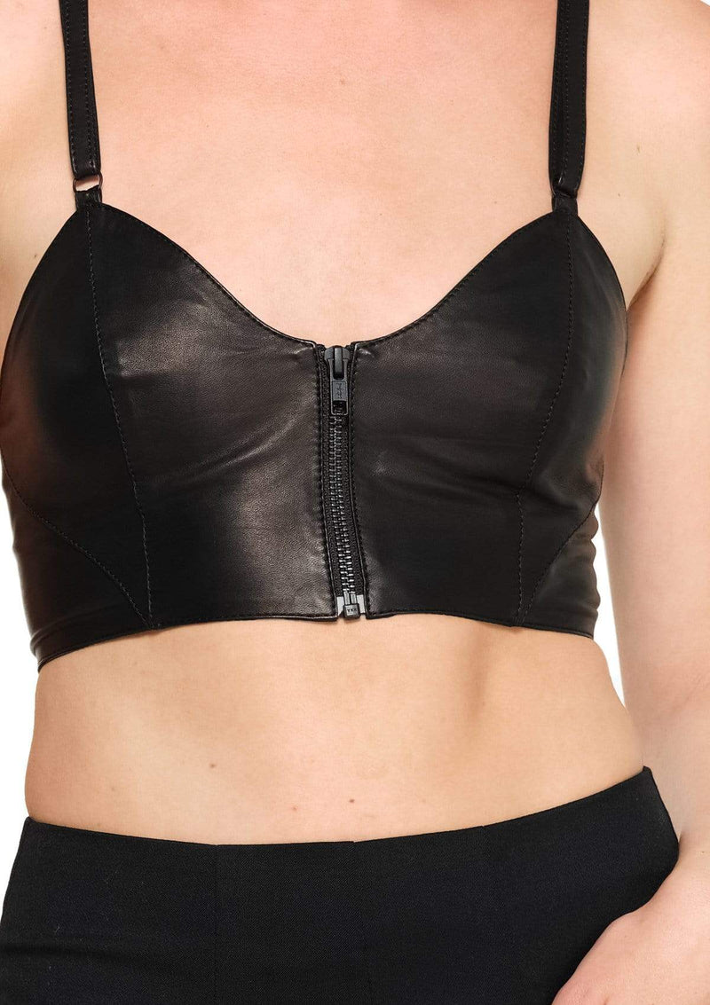 Leather bra Fabletics Black in Leather - 26747050
