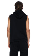 JONNY COTA tops GRADIENT STRIPE SLEEVELESS HOODIE IN BLACK