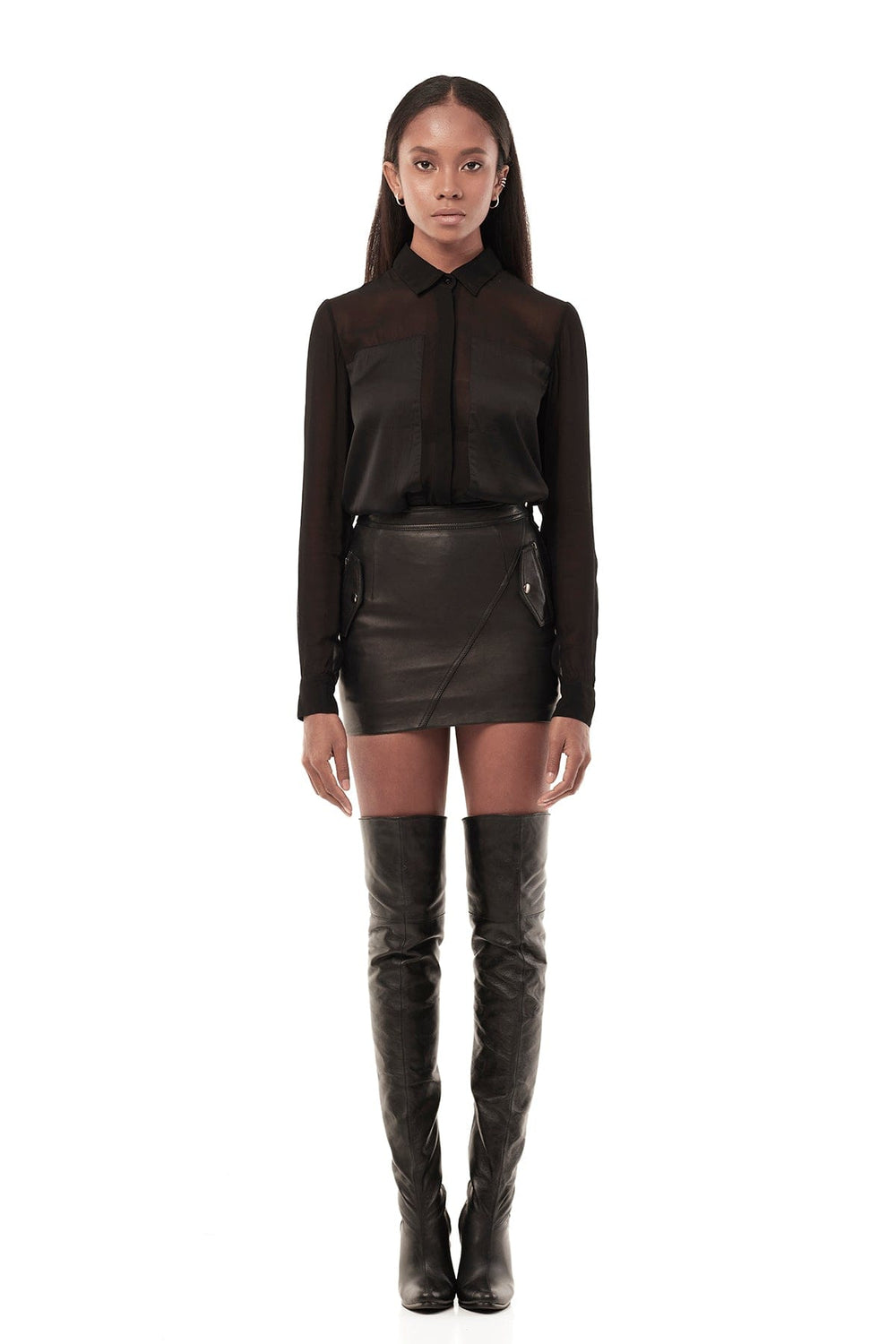 LEATHER MINI SKIRT IN BLACK JONNY COTA